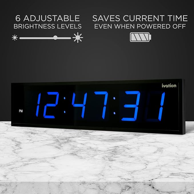 Ivation Huge Oversized 72" Large Digital LED Clock | Big Digital Clock