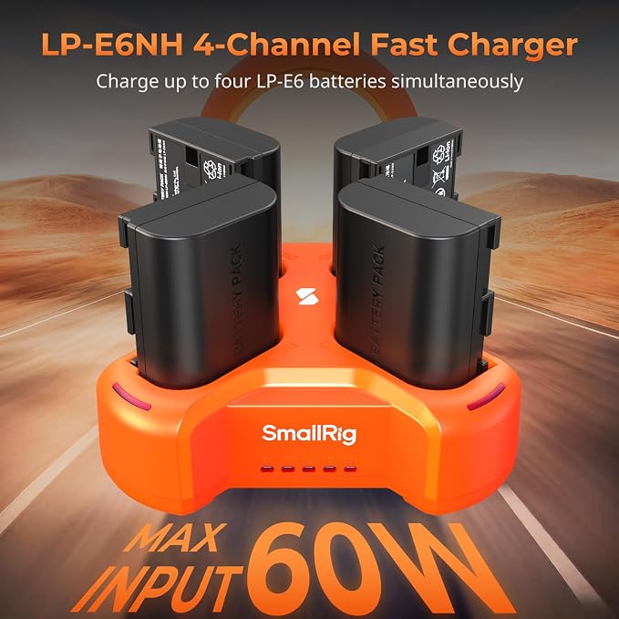 SmallRig 4-Slot Charger for Canon LP-E6NH Battery, PD 60W Fast Charge, LED