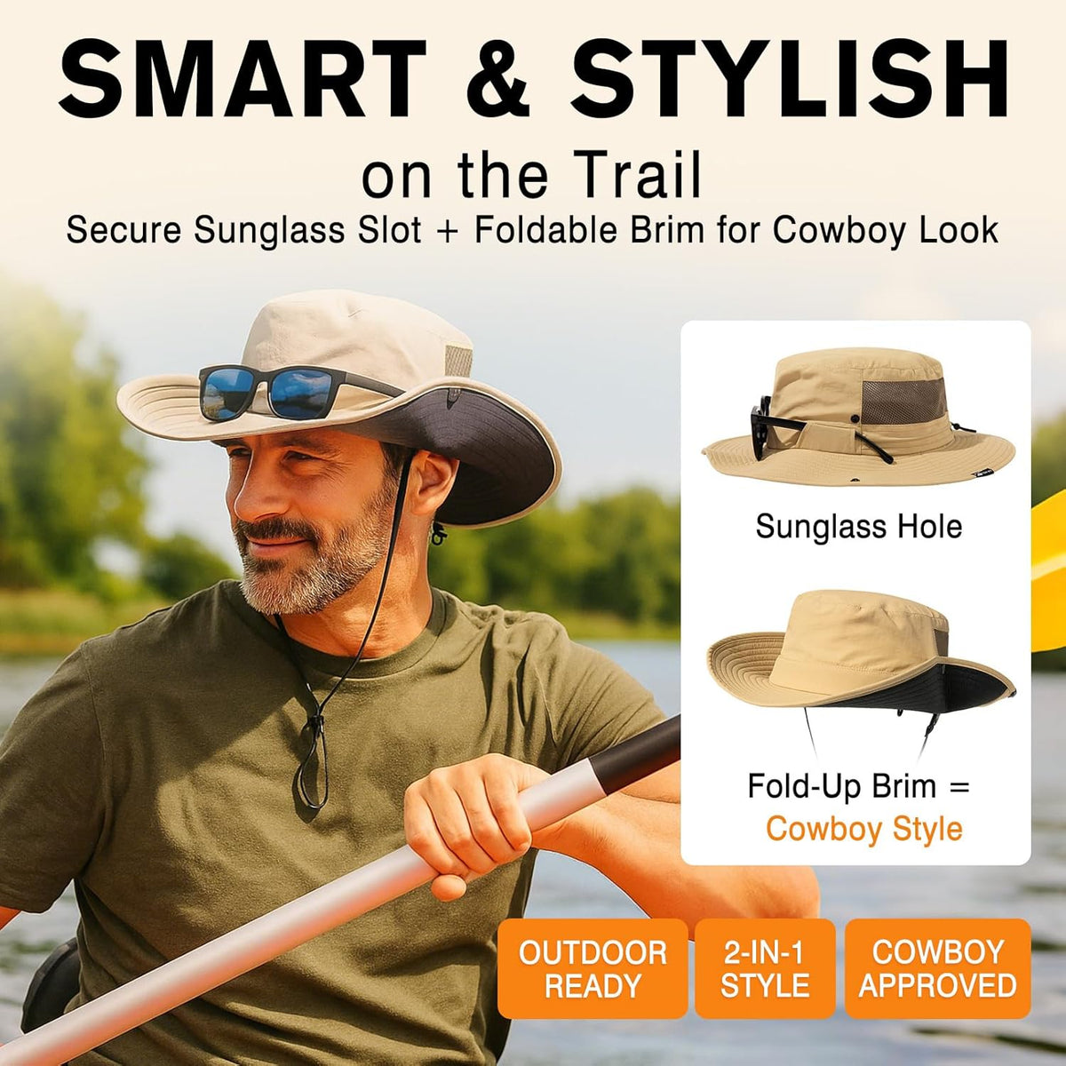 TOP-EX UVCoolix™ UV Protection Sun Hat - Cooling Neck Flap & Sunglass Lock | Wide Brim Fishing Hat