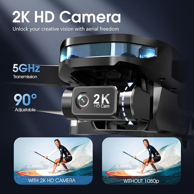 GPS Drone with EIS 2K Camera for Adults, 7.22 inch Screen on Remote Controller