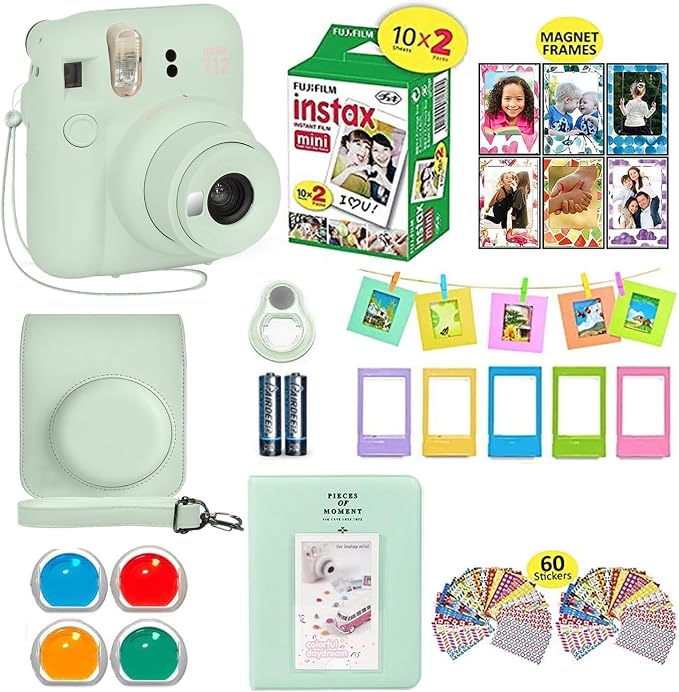 Fujifilm Instax Mini 12 Instant Camera Mint Green + Shutter Compatible Carrying