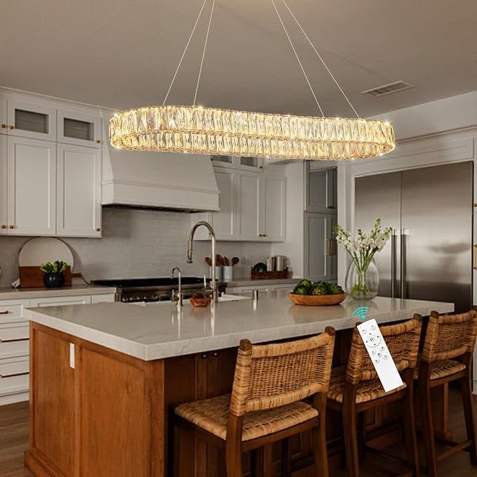 HAIXIANG LED Long Chandeliers for Dining Table Modern Chandelier Dimmable