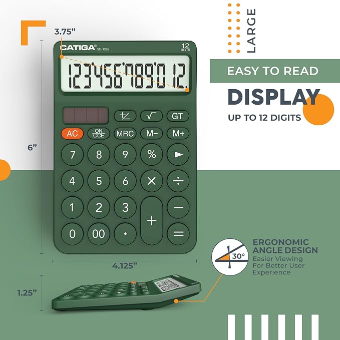 CATIGA 12 Digit Desktop Calculator Basic Desk Calculator