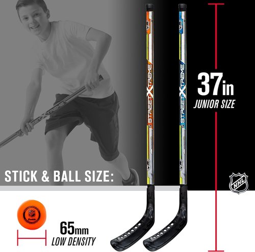 Franklin Sports NHL Kids Street Hockey Stick Set - (2) Youth Sticks & (1) Roller Hockey Ball | Ideal Starter Set