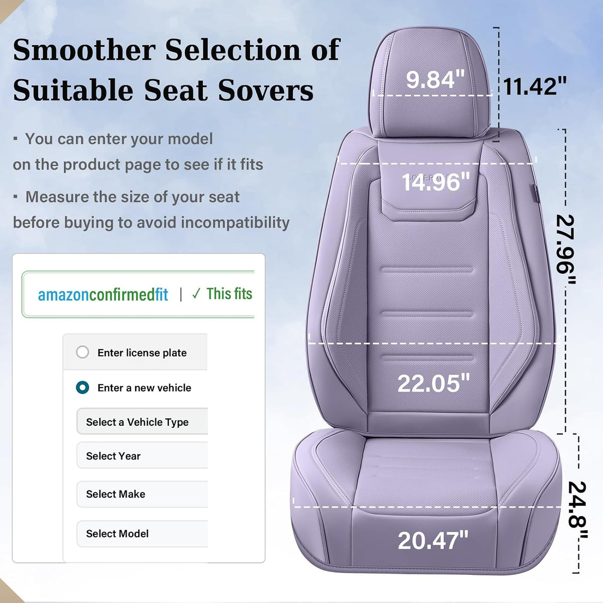 Coverado Car Seat Covers, Front Covers for Cars, Car Seat Cover Front Seats, Car Seat Protector Waterproof, Leather Car Seat Cushion, Universal Interior Covers Seat Protectors for Most Cars Purple