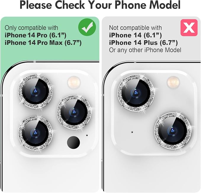 for iPhone 14 Pro/14 Pro Max Camera Lens Protector Bling, 9H Hardness