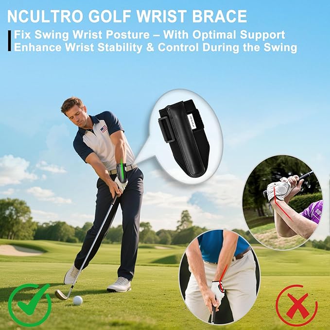 Golf Wrist Brace | Golf Wrist Training Aid - Adjustable Wrist Trainer & Swing Training Aid with Internal Medical-Grade Splint for Left/Right Handed | Golf Wrist Hinge Trainer for Injury Recovery