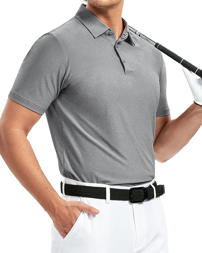Alex Vando Mens Golf Shirt Moisture Wicking Quick-Dry Short Sleeve Casual Polo Shirts for Men