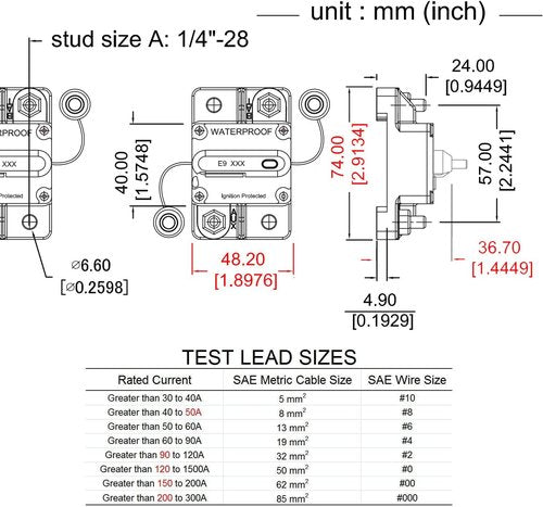 E9 30A Amp Boat Circuit Breaker - Manual Reset for Automotive, RV, Truck & Marine | Waterproof 12V-72V DC
