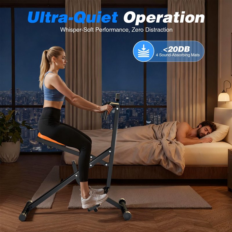 OWLSKY Squat Rowing Machine for Home Gym, Compact Foldable Squat Exercise Machine with LCD Monitor, Low-Impact Workout, Adjustable Seat, 350 LBS, Full-Body Fitness Equipment