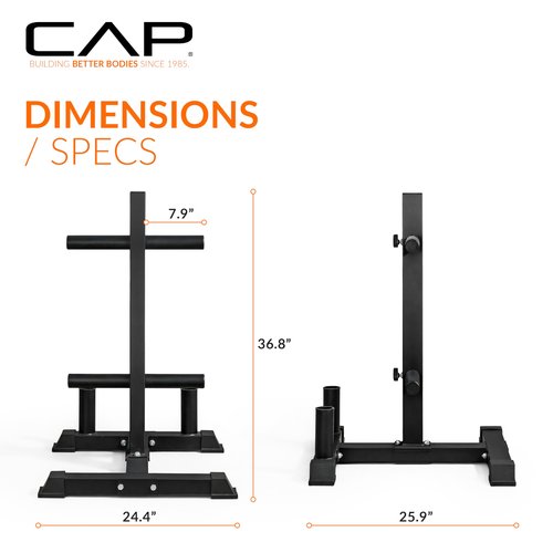 CAP Barbell 190 lb Competition Olympic Plate Set with Compact Plate Rack & Barbell Storage | 4 Weight Posts + 2 Barbell Holders