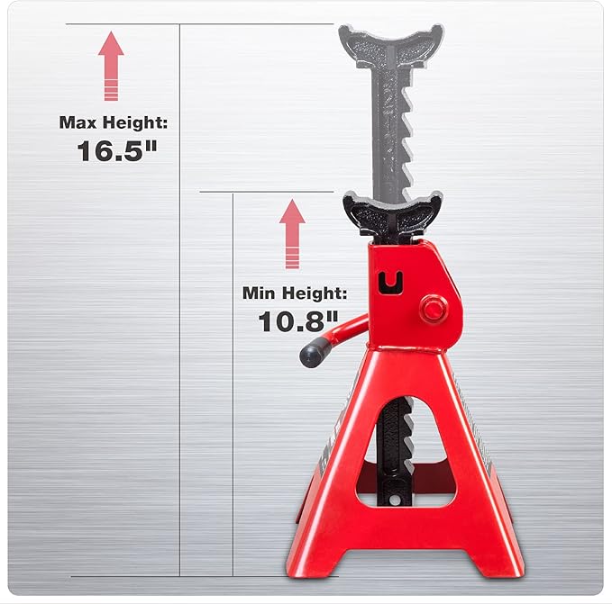 Jack Boss Jack Stands 2 Ton (4,000 LBs) Lifting Car Stand, Fit Use for Cars Automotive Small Vehicles, Red, 2 Pack