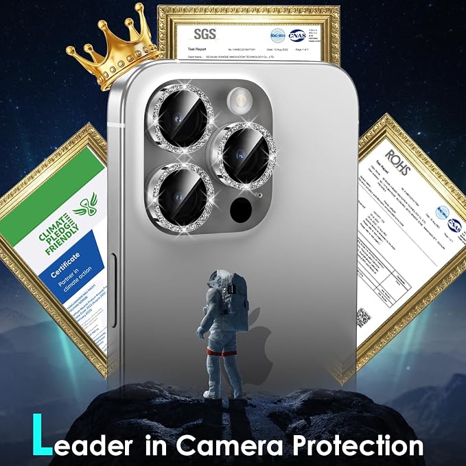 YWXTW Designed for iPhone 15 Pro/iPhone 15 Pro Max Camera Lens Protector Bling