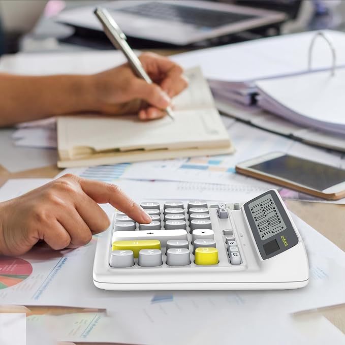 Desktop Calculator with Extra Large 5-Inch LCD Display, 12-Digit Two Way Power