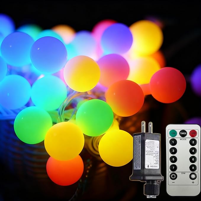 100LED Connectable String Lights Indoor Outdoor for Bedroom, 33ft Multicolor Fairy Lights with Remote & Timer, Plug in 8 Modes Waterproof Globe Hanging Twinkle Light for Room Classroom Wedding Decor