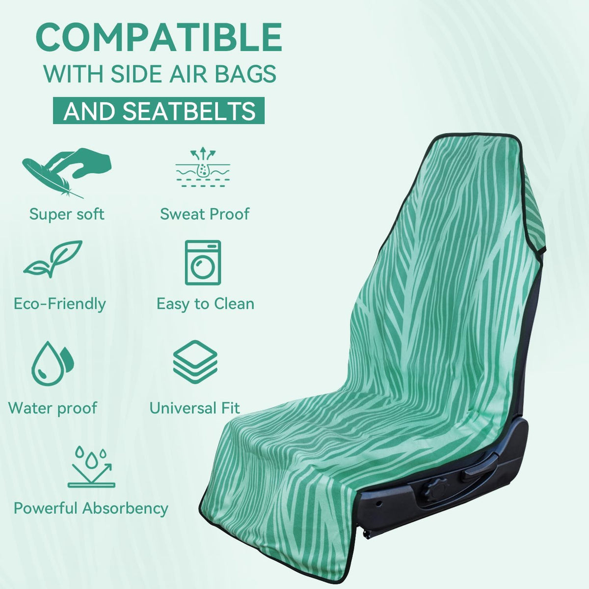 Booty Barrier 3.0 - Highly Water-Resistant Washable Car Seat Cover for Post-Workout and Kids - Soft, Absorbent, Eco-Friendly Fabric Made from Recycled Water Bottles