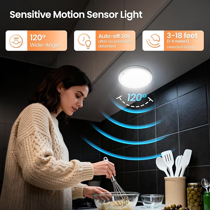 Motion Sensor Light Indoor with Remote And Hanging Chain, Rechargeable 3 Colors Ceiling Lights, Magnetic Wireless LED Closet Lamp,Battery Powered for garage Shower Stairs Hallway Shed Pantry Patio