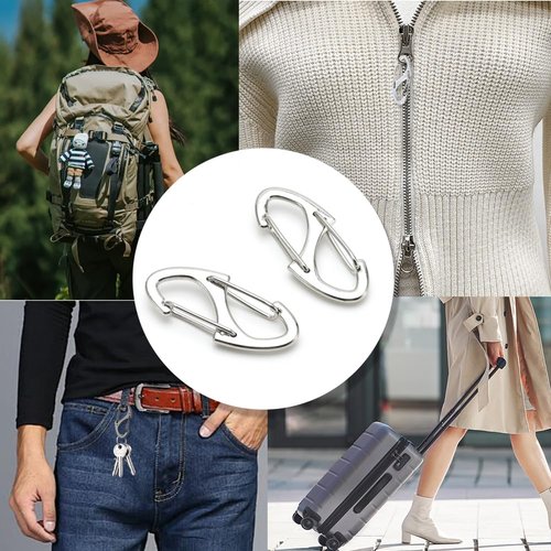 60PCS S Shaped Double Carabiner Clips 1.6 Inch Small Spring Snap Hook Keychain Dual Wire Gate Clip Interlocking Tiny Biner Clip Attachment Accessories (3 Colors)