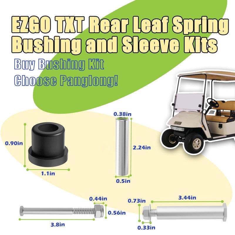 Panglong EZGO TXT Rear Leaf Spring Bushing and Sleeve Kits with Screws and Nurs-Suitable for EZGO TXT & PDS Gas and Electric Golf Carts,OEM# 70289-G02, 14158-G1, 1015583
