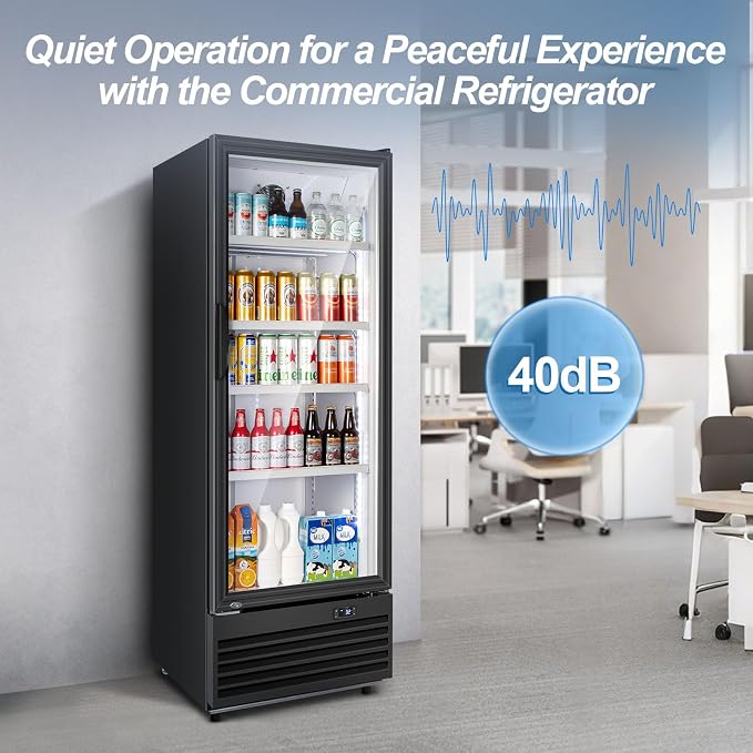Glass Door Beverage Display Refrigerator 350L 590 Can Black | Fast cool, low noise, self-closing door, glass door, for store/office
