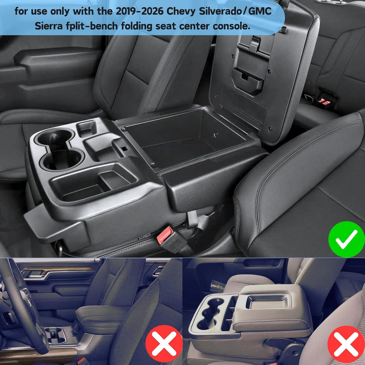 Center Console Organizer Tray for 2019-2026 Chevy Silverado/GMC Sierra