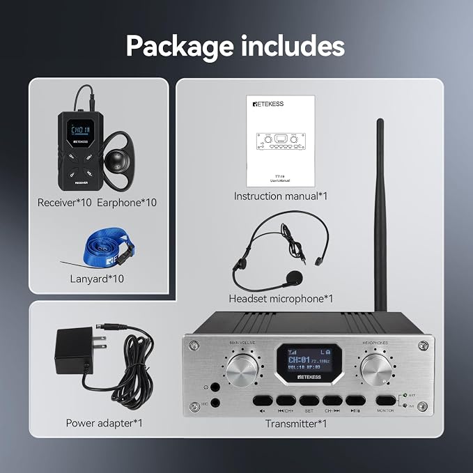 Retekess TT119 Assistive Listening System, Church Translation System, Mute