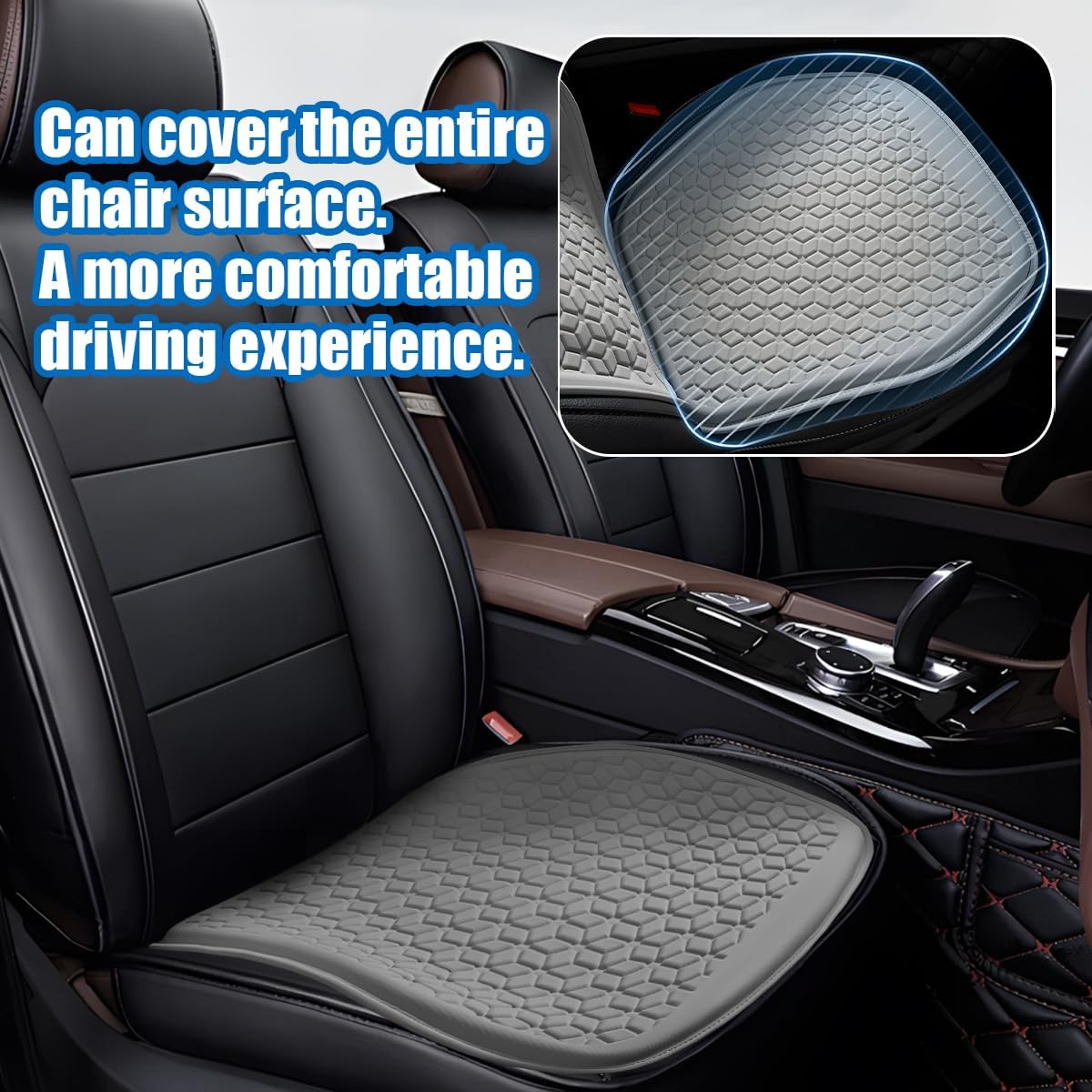 Zpana Gel Car Seat Cushion, Non-Slip Breathable Pad for Driving, Gray