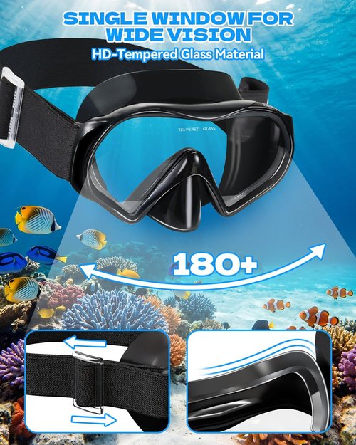 Aegend Diving Mask - Anti-Fog, Anti-UV Wide View Snorkel Mask for Adults & Youth | Perfect for Scuba Diving & Swimming