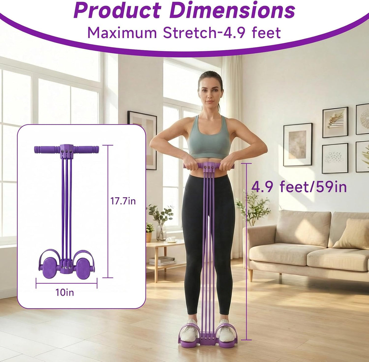 Pedal Resistance Bands - Adjustable 6-Tube Heavy-Duty Rubber Bands for Full Body Workout | Home Fitness