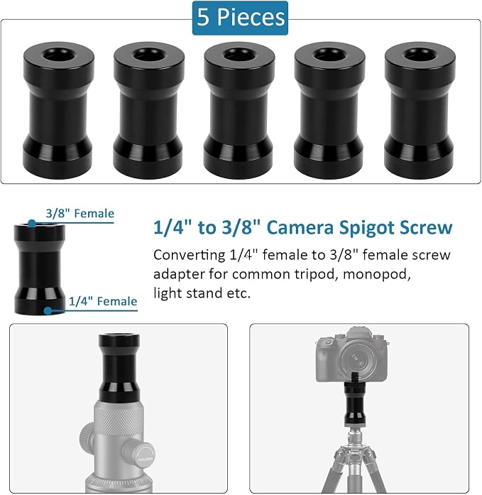24 Pcs Camera Tripod Adapter, 1/4 to 3/8 Threaded Converter Camera Screw Mount