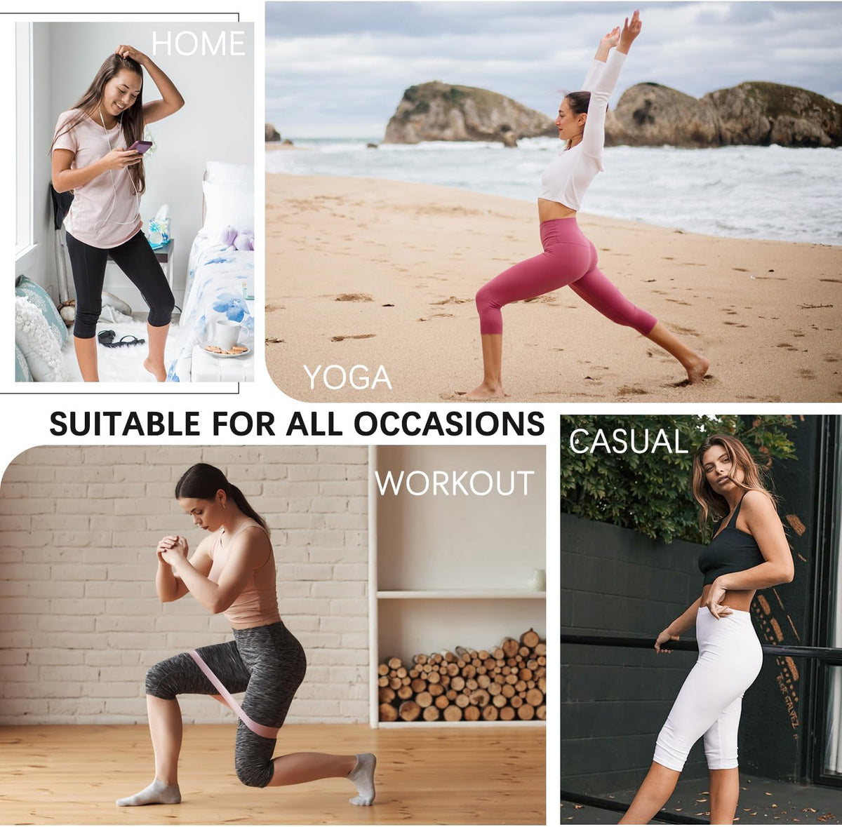 Skiennix High Waisted Capri Pants - 3 Pack Knee Length Yoga Shorts for Summer Activewear
