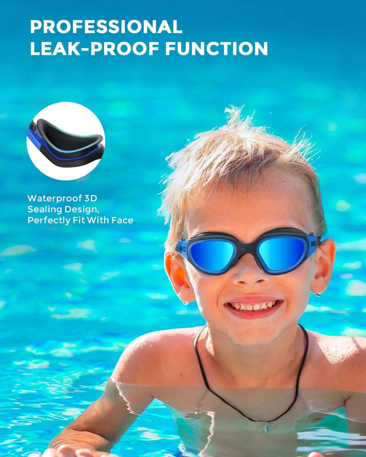 OMID Kids Swim Goggles - P2mini Polarized Design for Comfort | Ideal for Ages 6-14