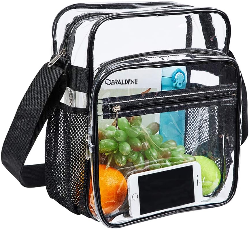 Skiennix Clear Bag - Stadium Approved Crossbody Messenger Shoulder Bag with Adjustable Strap | Ideal for Concerts & Sports Events