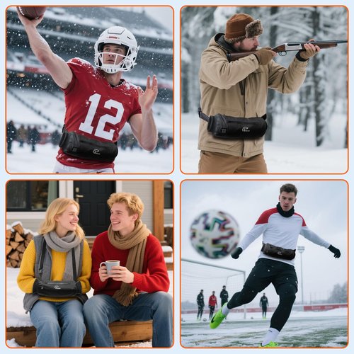 Heated Hand Warmer Pouch with 10000mAh Power Bank,Hand Warmers Poucn with 3 Levels Heating, Ideal for Football, Camping,Hunting, Portable and Waterproof Football Hand Warmer Heated Hand Muff