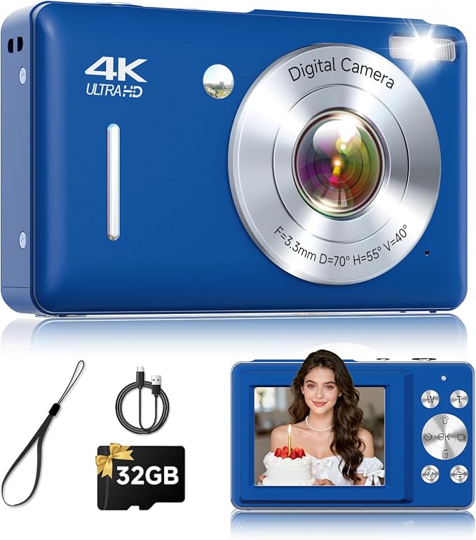 Digital Camera, 44MP FHD 1080P Point and Shoot Digital Camera