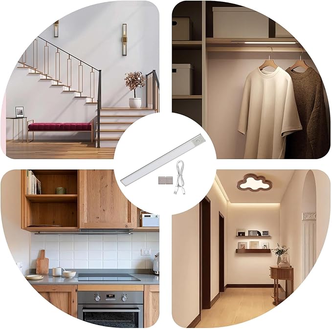 Under Cabinet Lights | Motion Sensor Light Indoor Closet - Energy Saving Fixtures Nightlight for Stair Bar Drawers Wardrobe Bedroom
