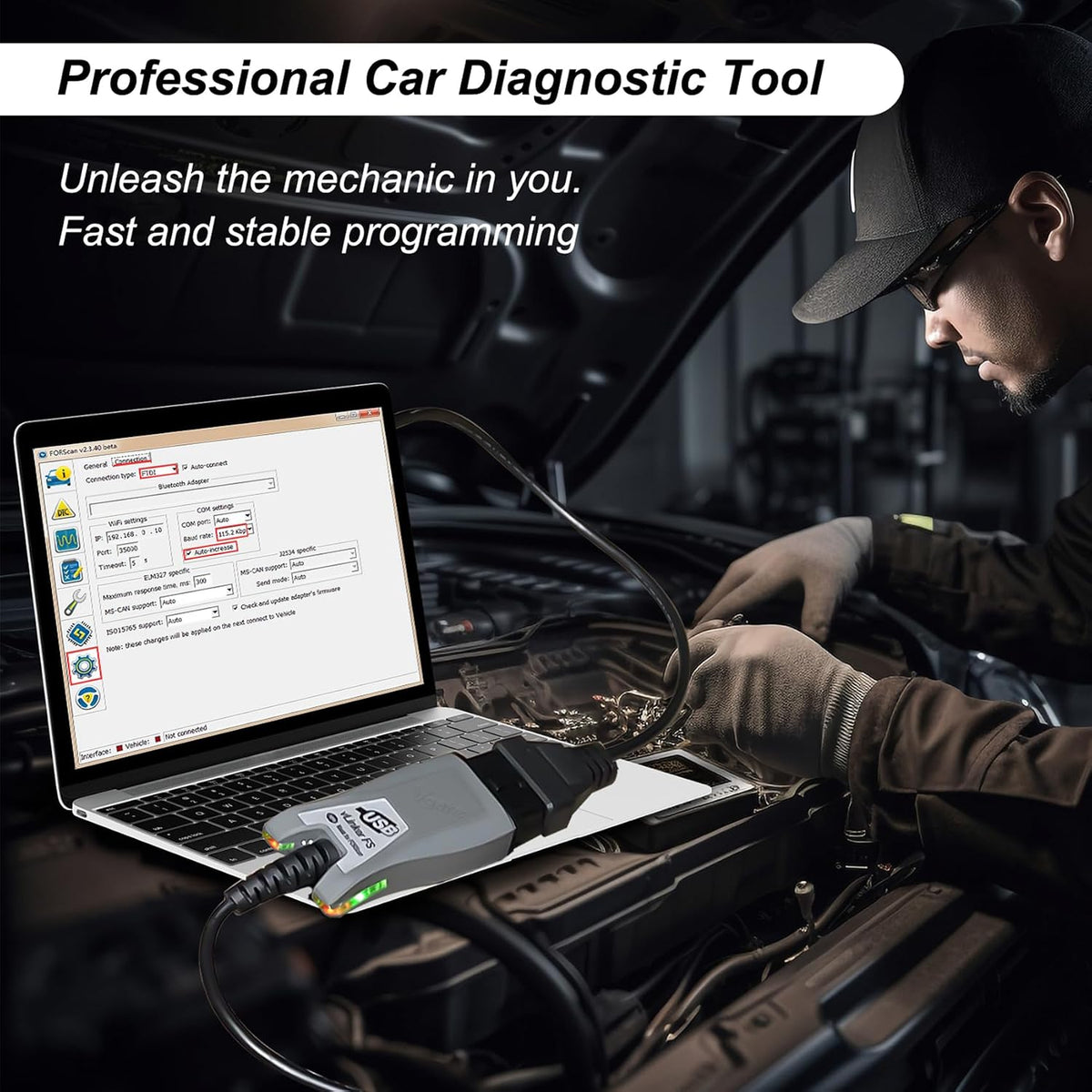 VGATE vLinker FS USB FORScan OBD2 Adapter for HS/MS-CAN Auto Switch, Wire OBD2 USB FORScan Adapter Code Readers & Scanner Diagnostic Tools
