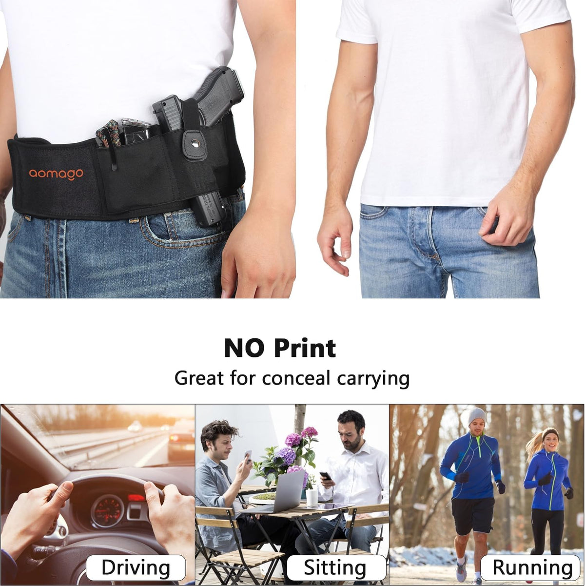 Skiennix Belly Band Holster - Comfortable Neoprene Gun Holster for Glock, Smith & Wesson, Taurus | Fits Most Pistols and Revolvers