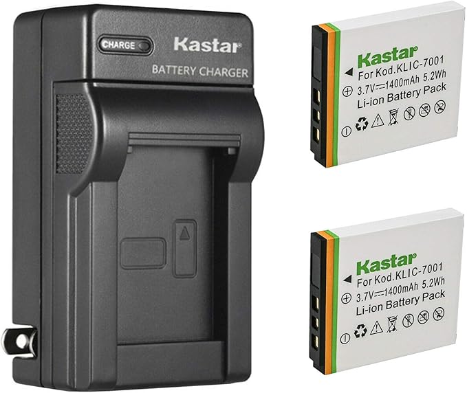 Kastar 2-Pack K7001 Battery and AC Wall Charger Replacement