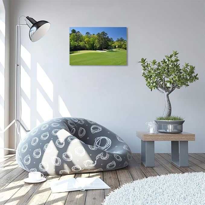 Augusta National Golf Club 11th Hole Wall Art - Augusta Golf Course Wall Art for Living Room Bedroom Bathroom - Augusta Golf Course Picture Poster Canvas Prints Framed Ready to Hang(12''H x 16''W)