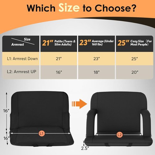 HOPERAN Heated Stadium Seats - Dual-Sided Bleacher Chair with Back Support & 20000mAh Power Bank