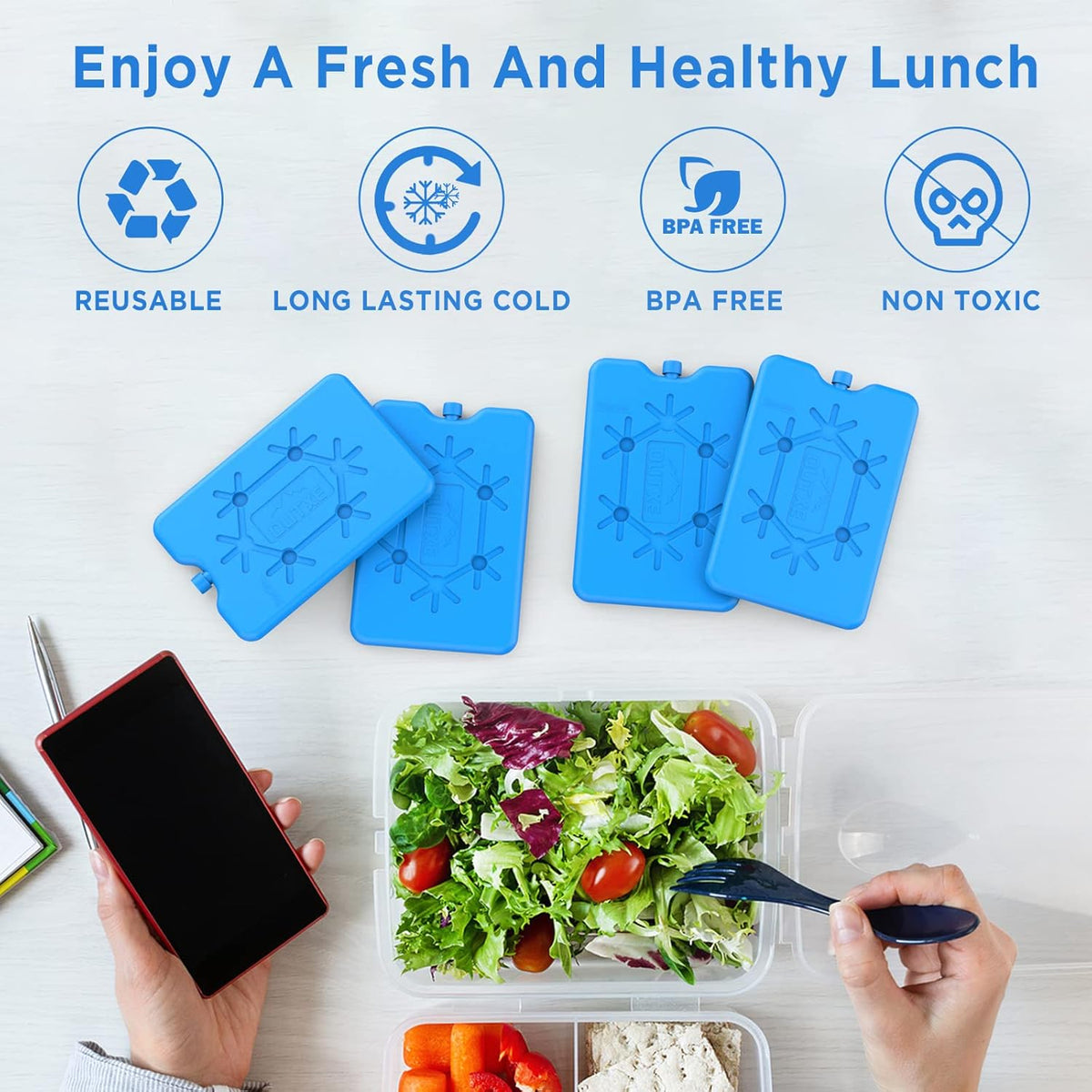 OUTXE Ice Packs - Reusable Ultra-Thin Freezer Packs for Lunch Boxes | Keep Food Fresh & Cold