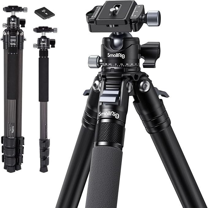 SmallRig AP-10 Carbon Fiber Tripod, 52.4" Lightweight Compact Camera Tripod