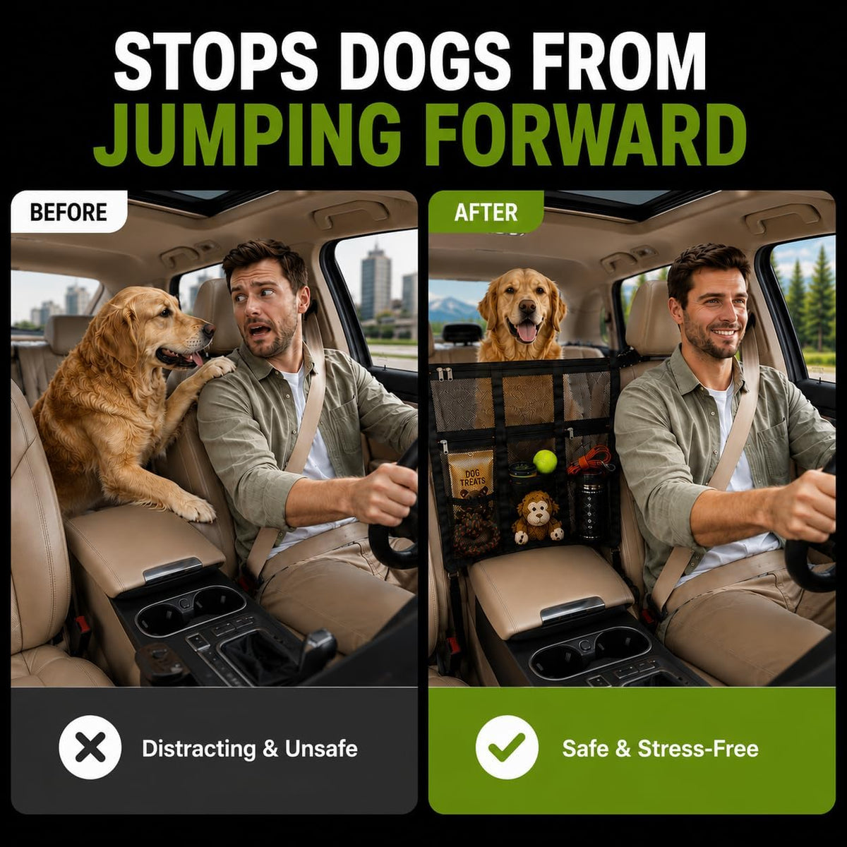 Dog Car Barrier 2026 Upgrade, Double Layer Mesh Dog Net for Car Divider with Storage Organizer, Universal Fit for SUVs, Sedans & Trucks, Easy to Install & Breathable Vehicle Travel Fence
