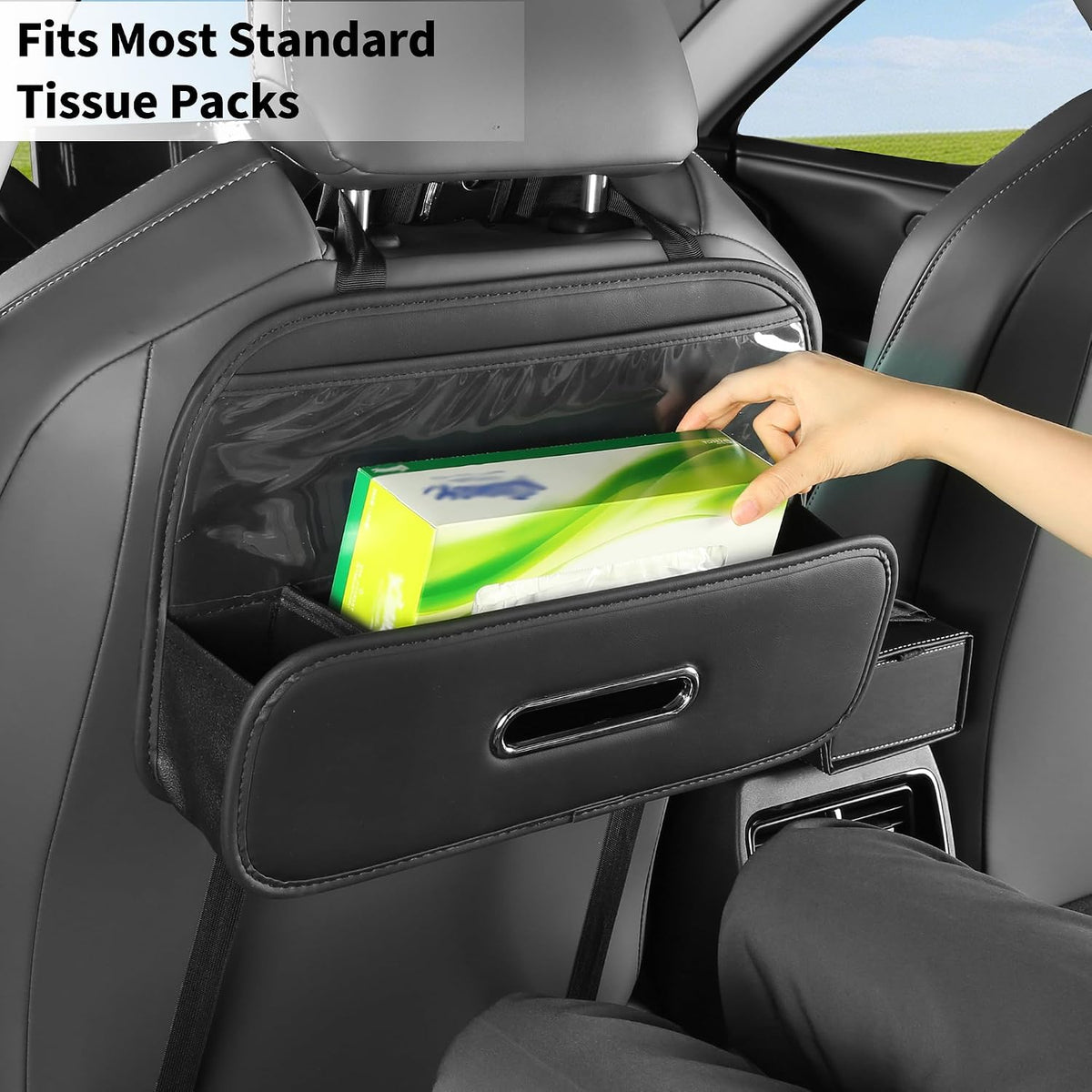 Back Seat Car Organizer with Tissue Holder and 2 Pack Cup Holders