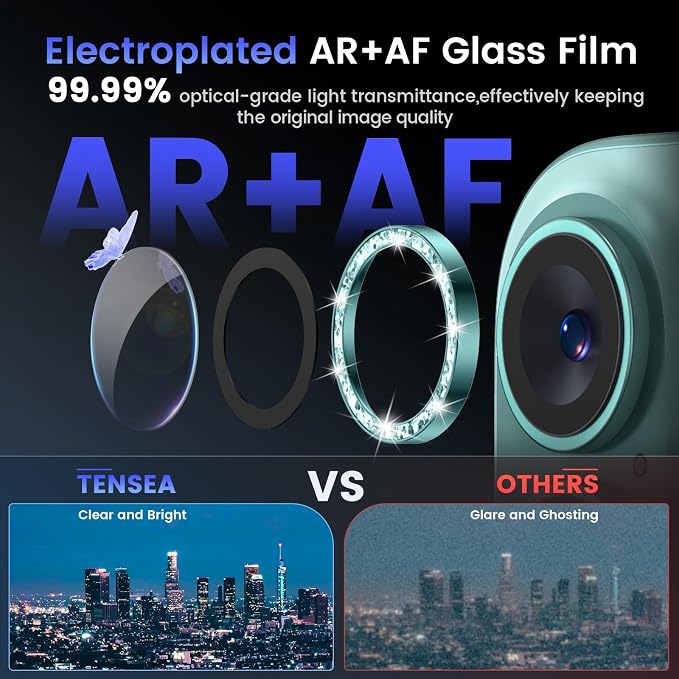 Tensea for iPhone 16 / iPhone 16 Plus Camera Lens Protector, 9H Tempered Glass