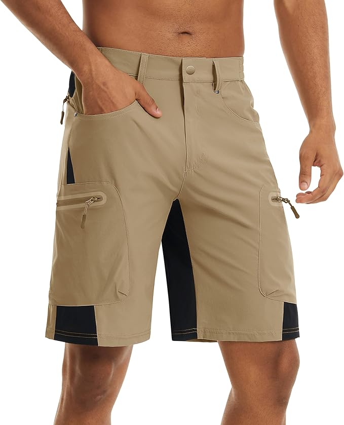 TACVASEN Men's Hiking Cargo Shorts 10" with Zipper Pockets Quick Dry Casual Stretch Golf Work Short Outdoor Summer