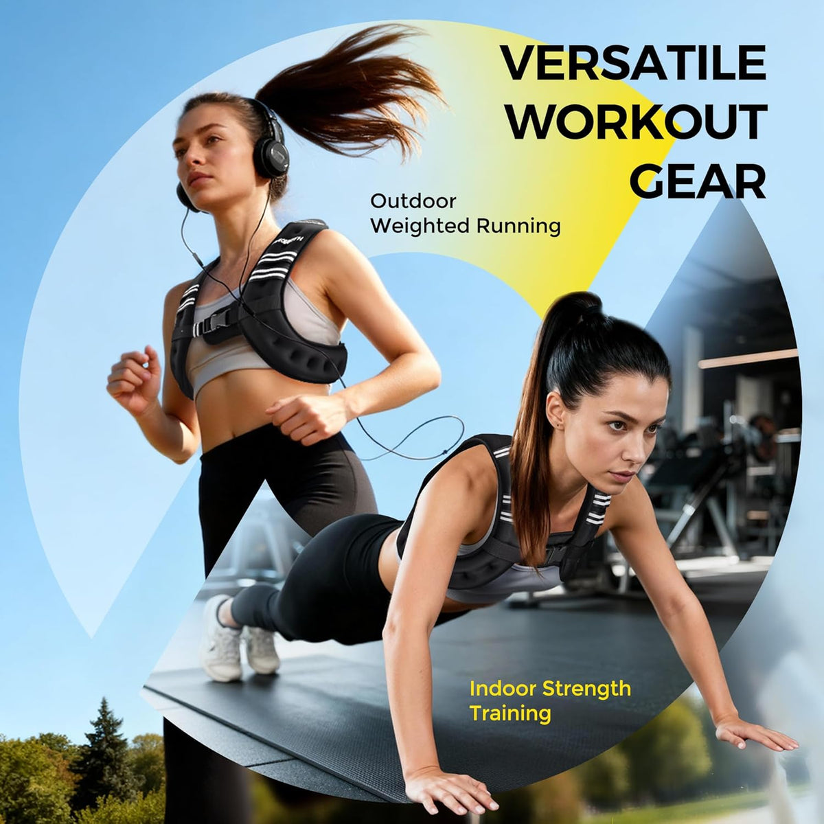 PACEARTH Weighted Vest - Adjustable 6lb to 30lb | Reflective Stripe for Enhanced Safety - Ideal for Strength Training & Weight Loss
