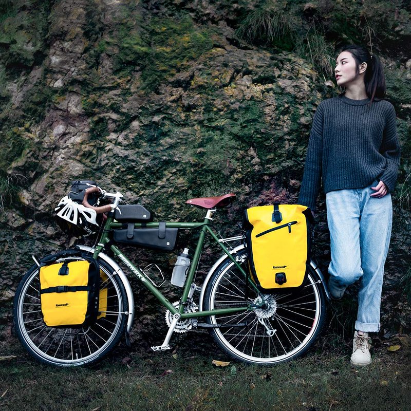 Rhinowalk Bike Bag Waterproof Bike Pannier Bag 27L for Bicycle Cargo Rack Saddle Bag Shoulder Bag Laptop Pannier Rack Bicycle Bag Professional Cycling Accessories-Yellow