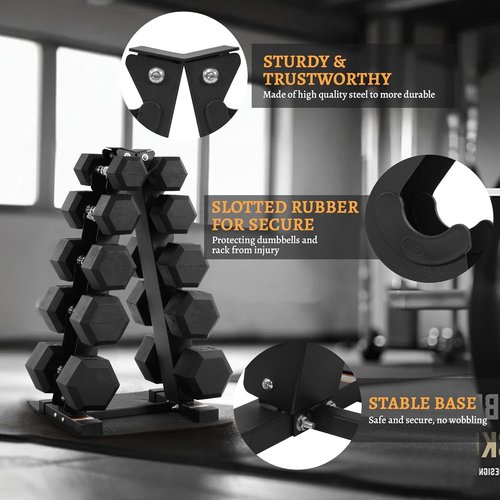 BalanceFrom Rubber Coated Hex Dumbbell Weight Set - Adjustable 100LB, 150LB, or 200LB Options | Includes Storage Rack